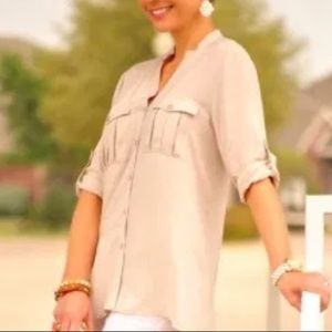 Calvin Klein Nude Long Sleeve Blouse Size 0X